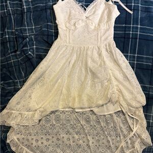 White Lace High-Low Dress